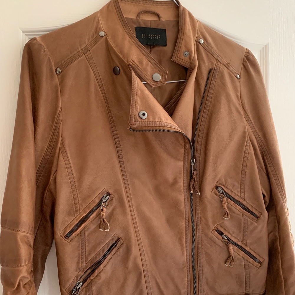 Tan leather jacket
